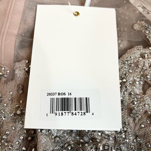 MAC DUGGAL 20337 Embellished Bow Belt Illusion Long Sleeve A Line Dress 16 NEW - Picture 7 of 10